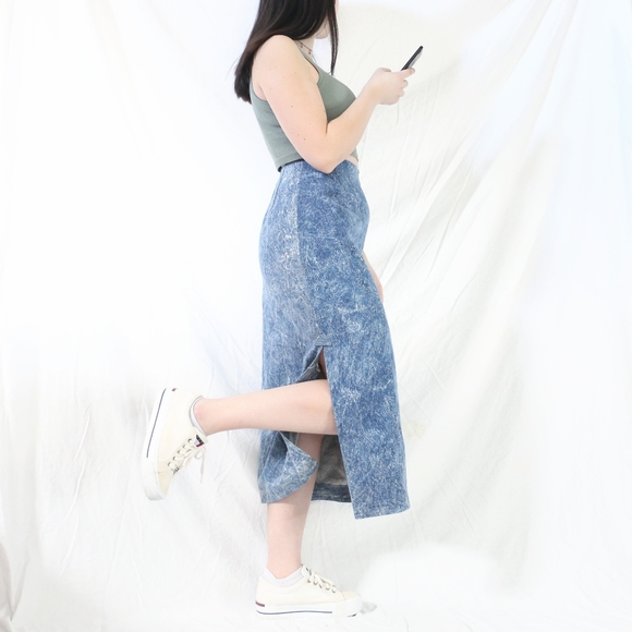 Vintage Acid Wash Midi Skirt - Picture 1 of 4